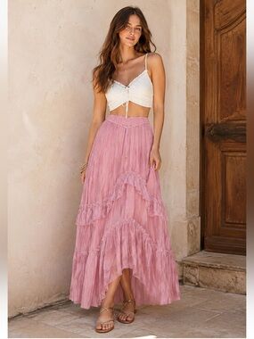 ZARA RUFFLED MIDI SKIRT